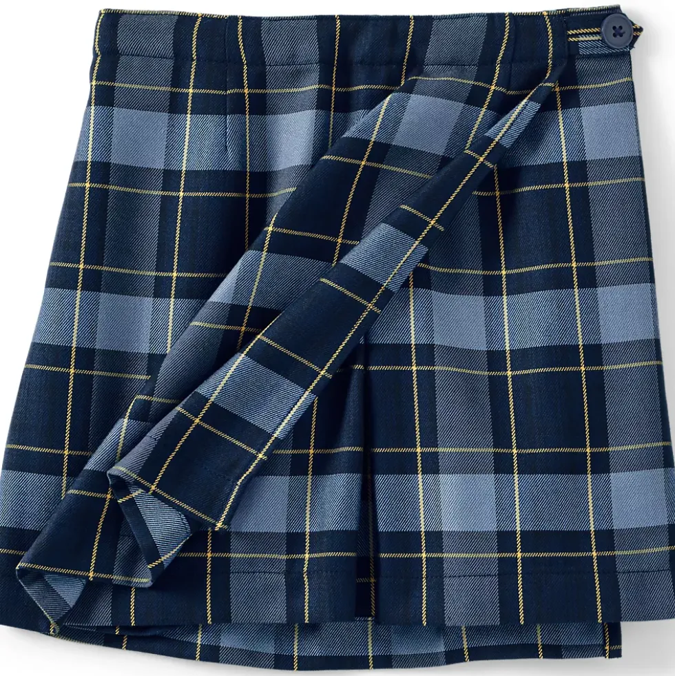 School Uniform Girls Plaid A Line Tab Skort Top of Knee