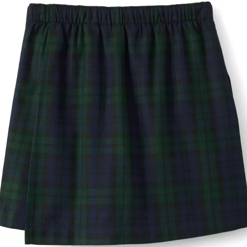 School Uniform Girls Plaid A Line Tab Skort Top of Knee