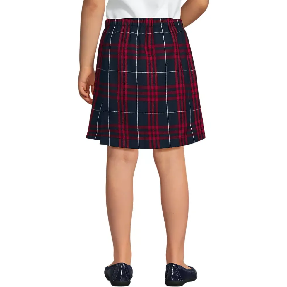School Uniform Girls Plaid A Line Tab Skort Top of Knee