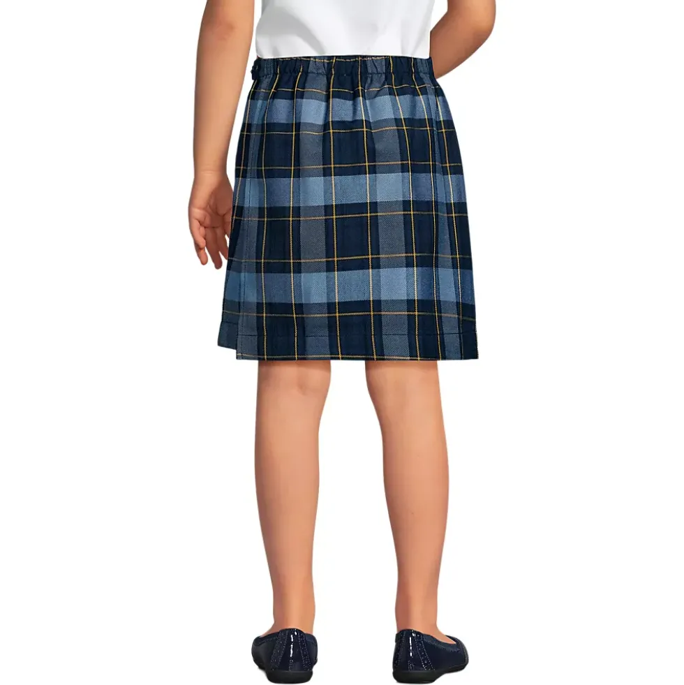 School Uniform Girls Plaid A Line Tab Skort Top of Knee