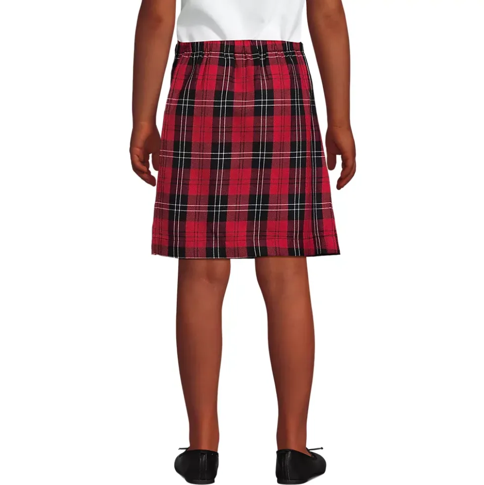 School Uniform Girls Plaid A Line Tab Skort Top of Knee