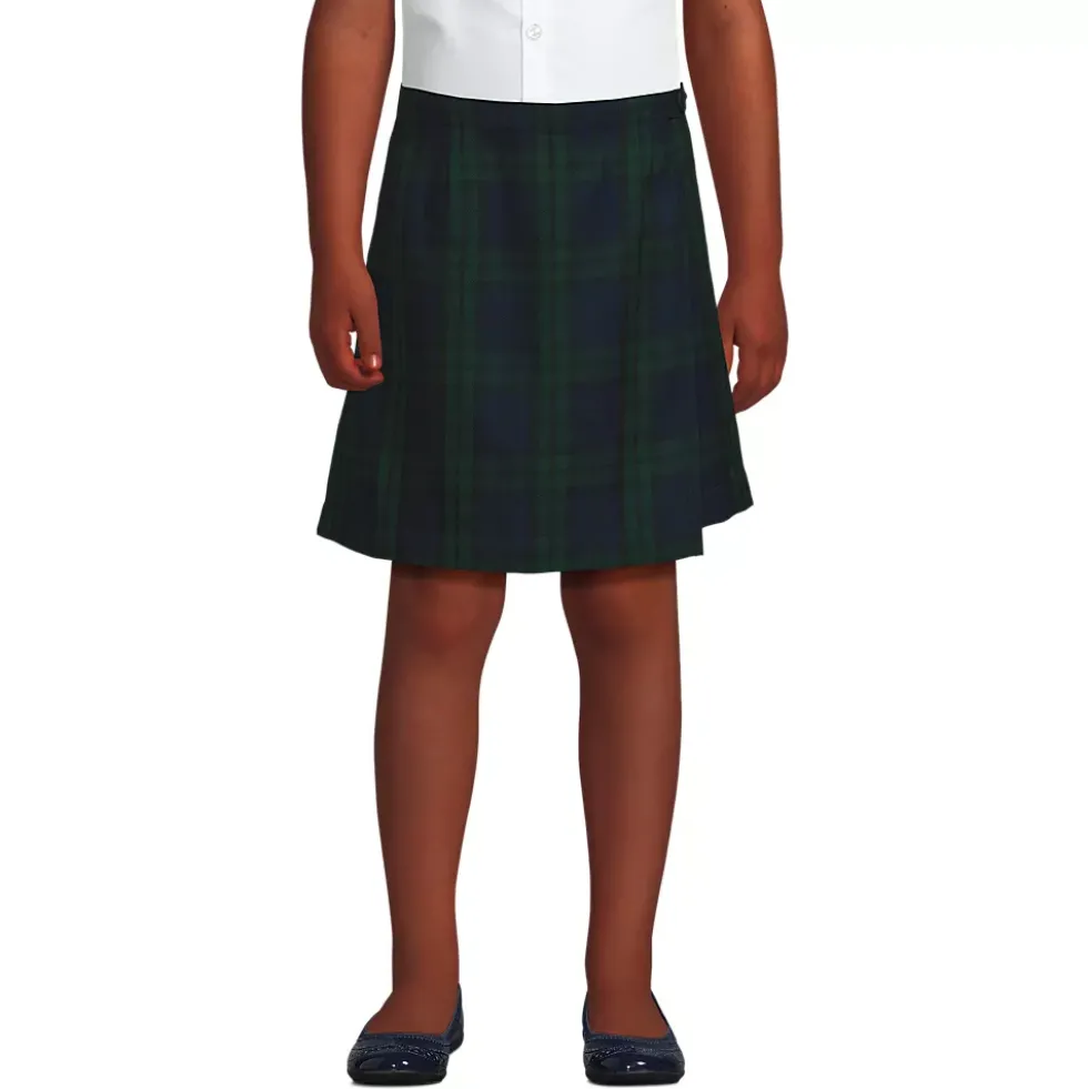 School Uniform Girls Plaid A Line Tab Skort Top of Knee