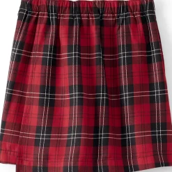 School Uniform Girls Plaid A Line Tab Skort Top of Knee