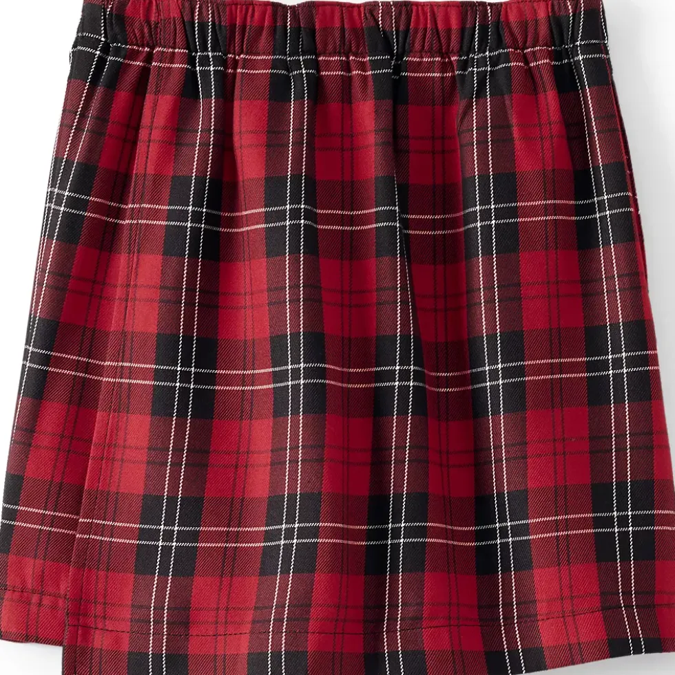 School Uniform Girls Plaid A Line Tab Skort Top of Knee