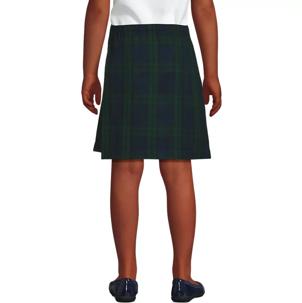 School Uniform Girls Plaid A Line Tab Skort Top of Knee