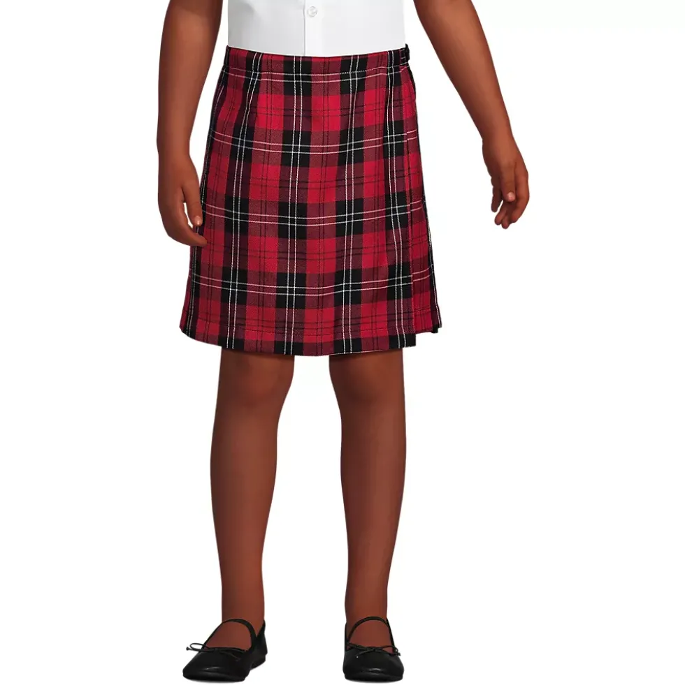 School Uniform Girls Plaid A Line Tab Skort Top of Knee