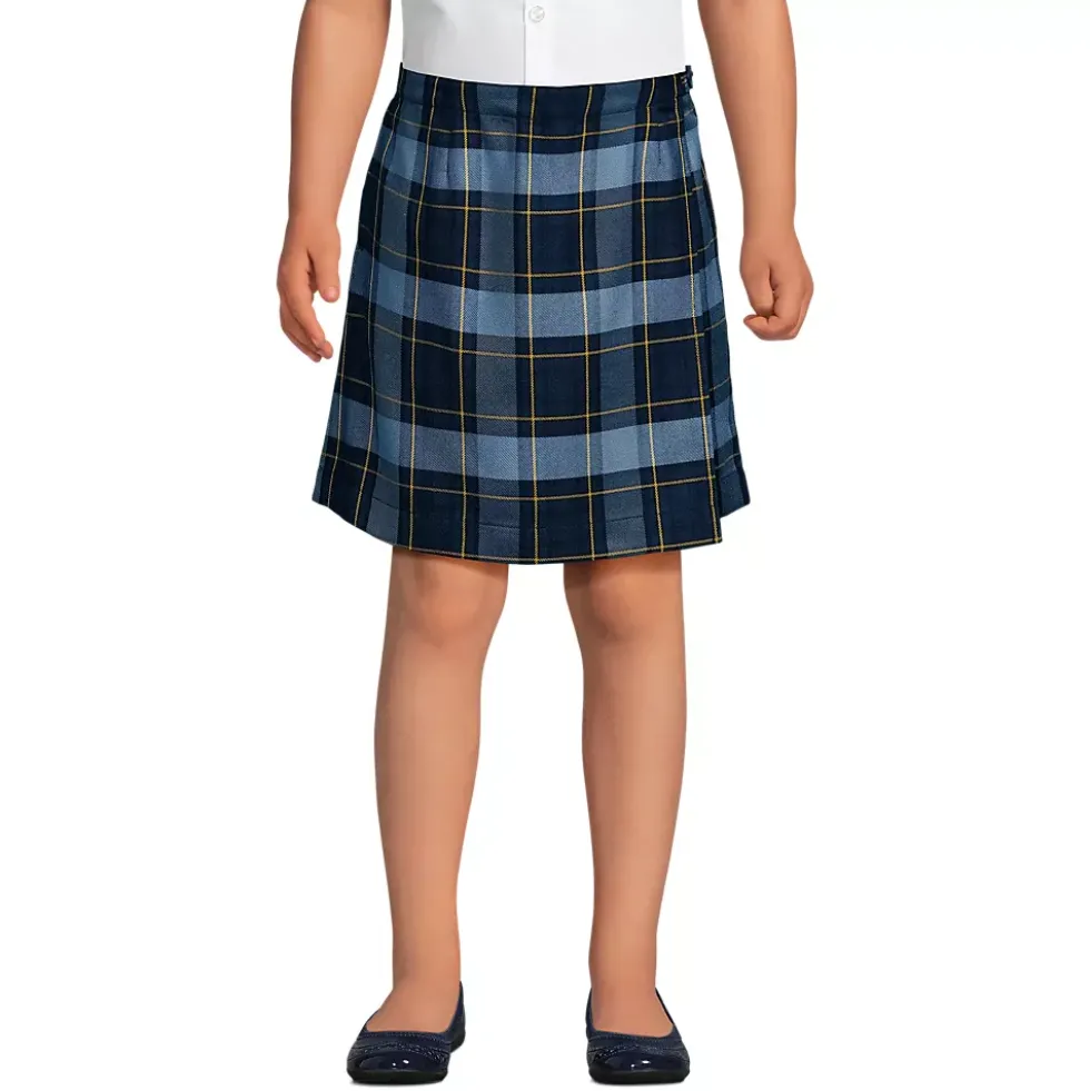 School Uniform Girls Plaid A Line Tab Skort Top of Knee