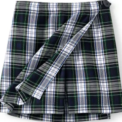 School Uniform Girls Plaid A Line Tab Skort Top of Knee