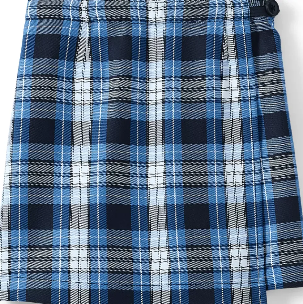 School Uniform Girls Plaid A Line Tab Skort Top of Knee