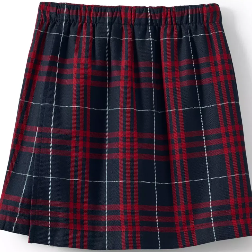 School Uniform Girls Plaid A Line Tab Skort Top of Knee
