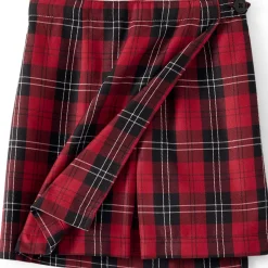 School Uniform Girls Plaid A Line Tab Skort Top of Knee