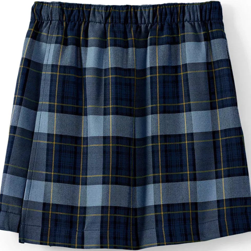 School Uniform Girls Plaid A Line Tab Skort Top of Knee