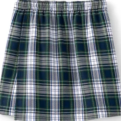 School Uniform Girls Plaid A Line Tab Skort Top of Knee