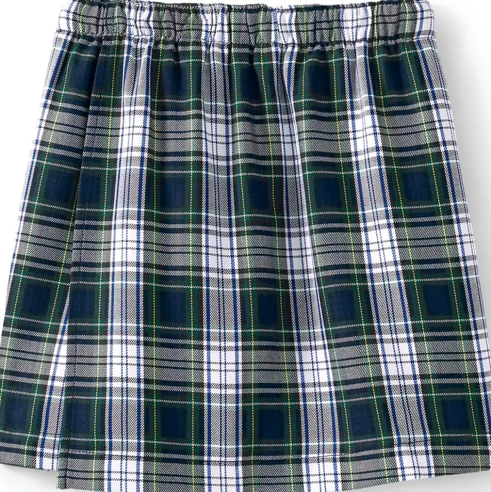 School Uniform Girls Plaid A Line Tab Skort Top of Knee