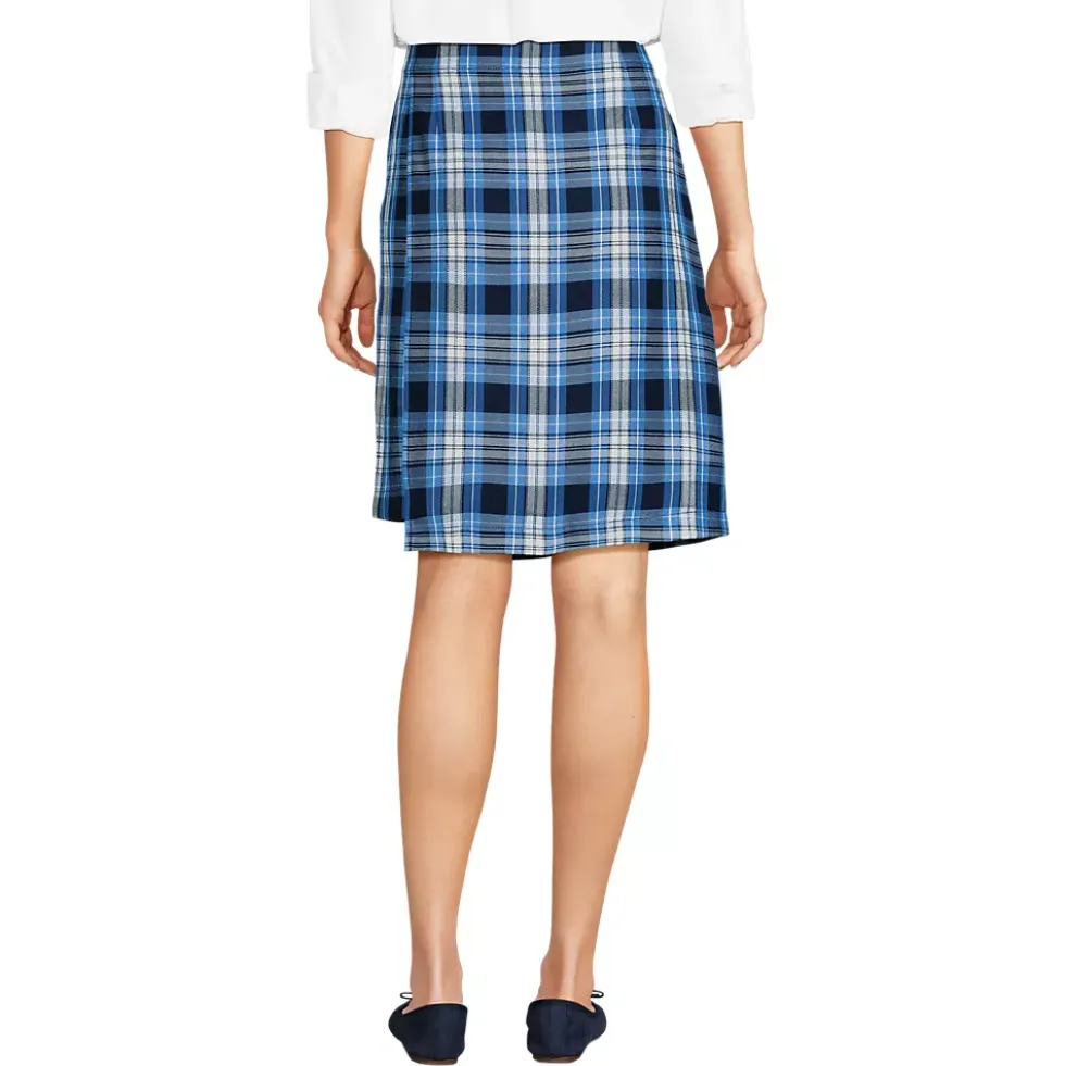 School Uniform Girls Plaid A Line Tab Skort Top of Knee