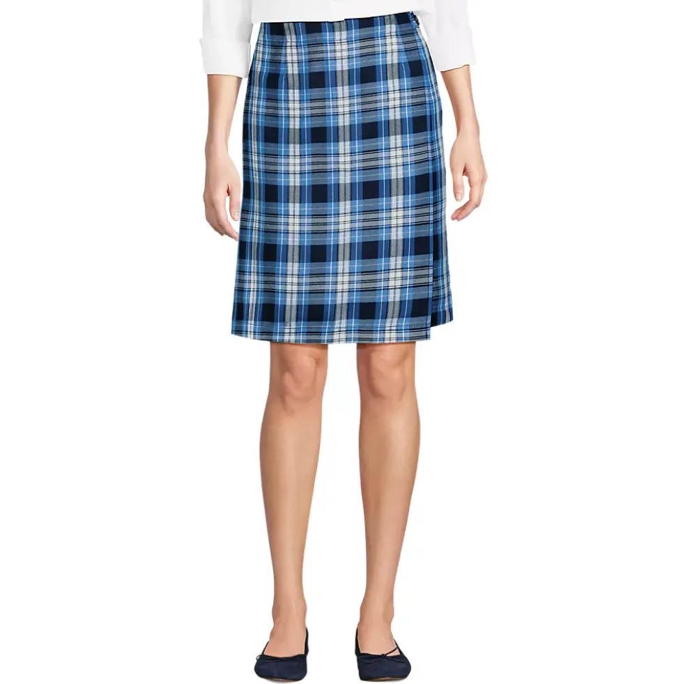 School Uniform Girls Plaid A Line Tab Skort Top of Knee