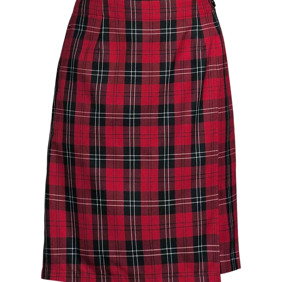 School Uniform Girls Plaid A Line Tab Skort Top of Knee