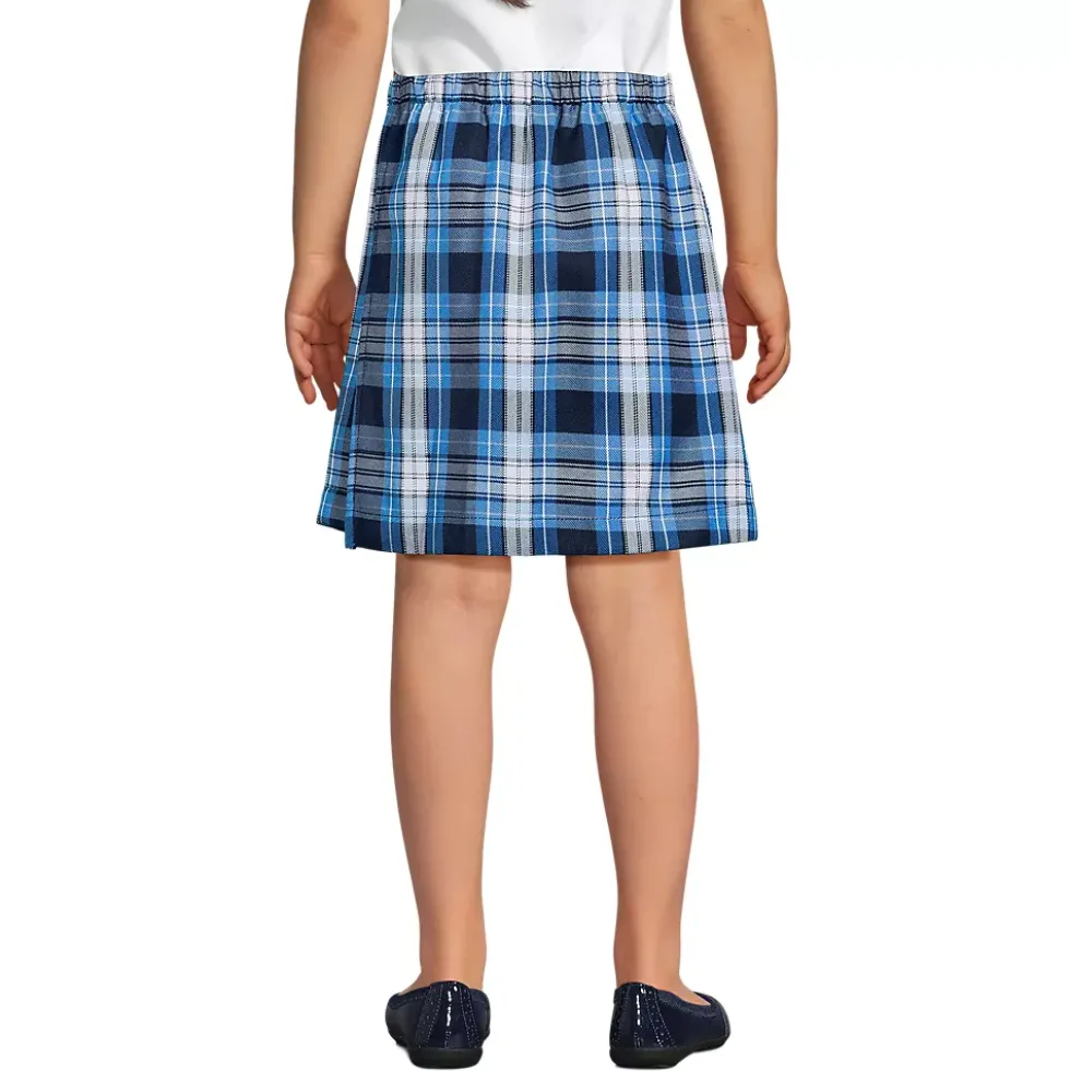 School Uniform Girls Plaid A Line Tab Skort Top of Knee