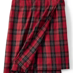 School Uniform Girls Plaid A Line Tab Skort Top of Knee