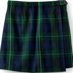 School Uniform Girls Plaid A Line Tab Skort Top of Knee