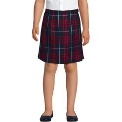 School Uniform Girls Plaid A Line Tab Skort Top of Knee
