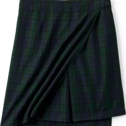 School Uniform Girls Plaid A Line Tab Skort Top of Knee