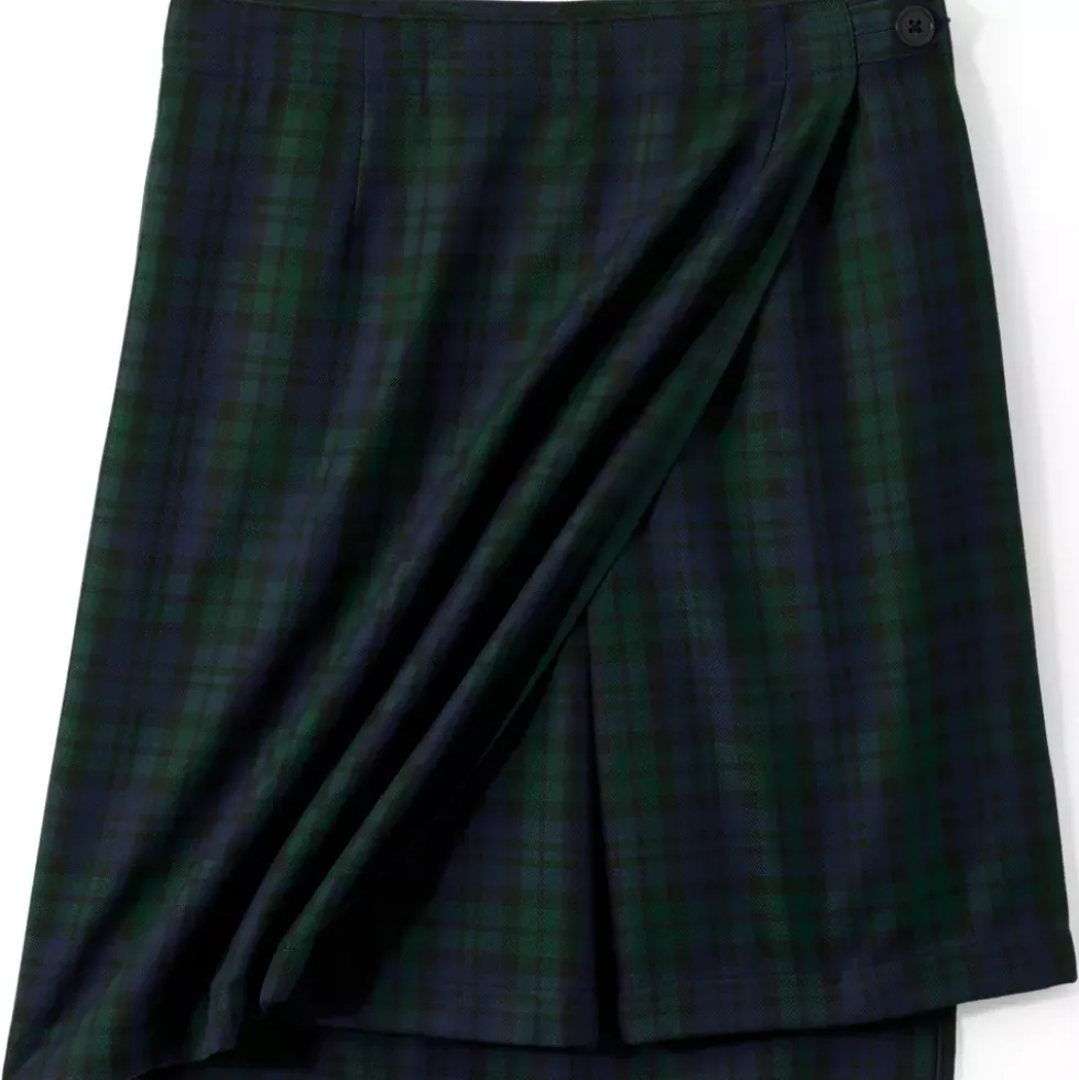 School Uniform Girls Plaid A Line Tab Skort Top of Knee