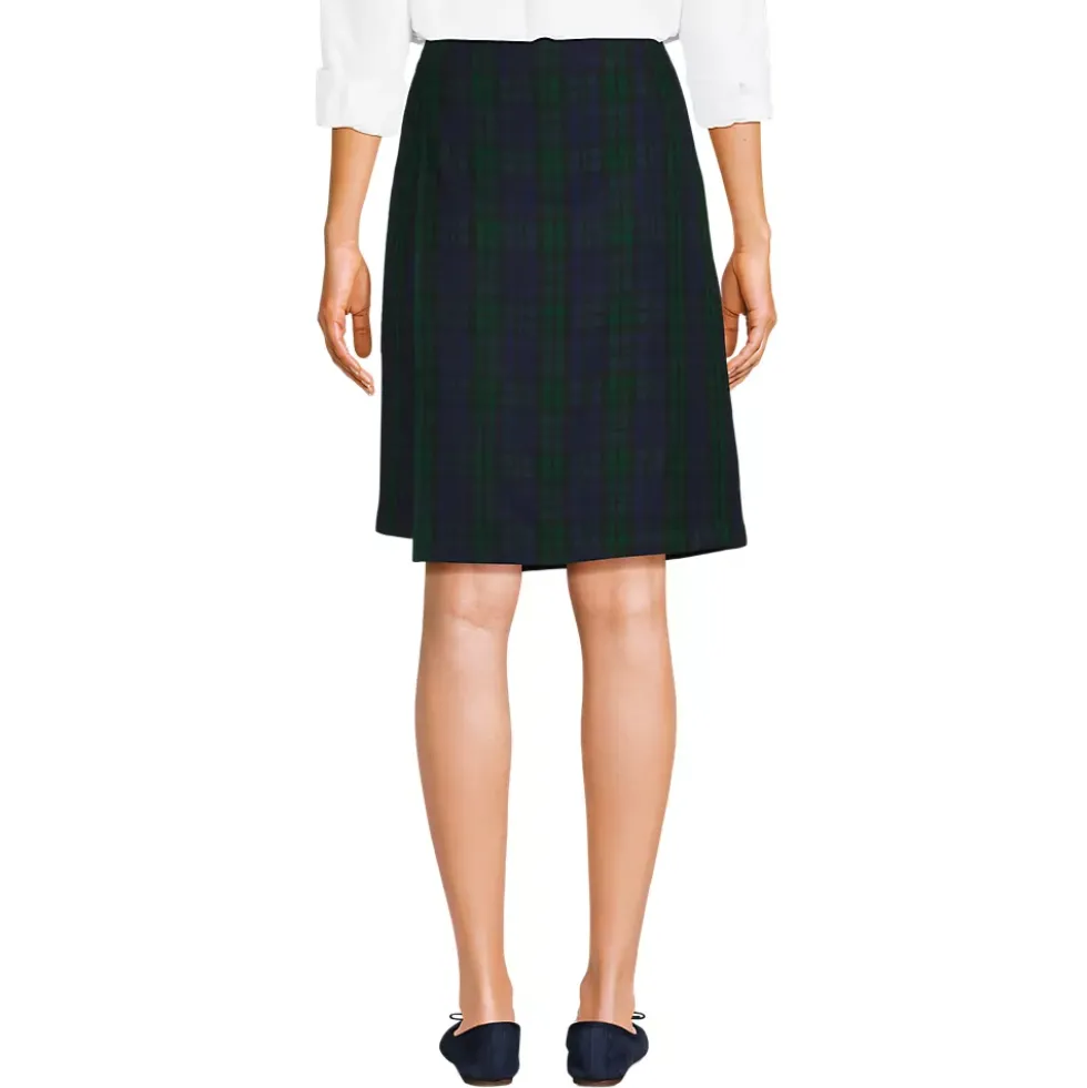 School Uniform Girls Plaid A Line Tab Skort Top of Knee