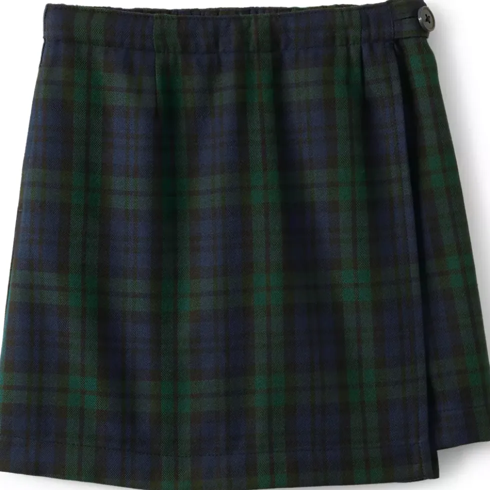 School Uniform Girls Plaid A Line Tab Skort Top of Knee