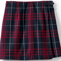 School Uniform Girls Plaid A Line Tab Skort Top of Knee
