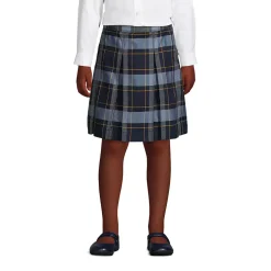 School Uniform Girls Plaid Box Pleat Skirt Top of the Knee