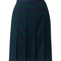 School Uniform Girls Plaid Box Pleat Skirt Top of the Knee