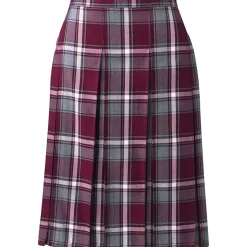 School Uniform Girls Plaid Box Pleat Skirt Top of the Knee