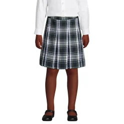 School Uniform Girls Plaid Box Pleat Skirt Top of the Knee