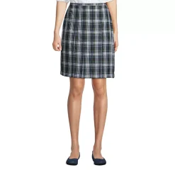School Uniform Girls Plaid Box Pleat Skirt Top of the Knee
