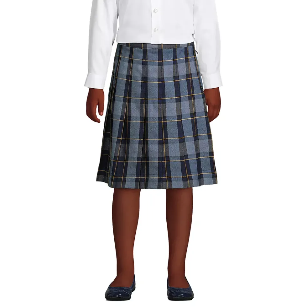 School Uniform Girls Plaid Pleated Skirt Below the Knee