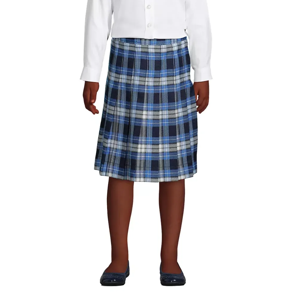 School Uniform Girls Plaid Pleated Skirt Below the Knee