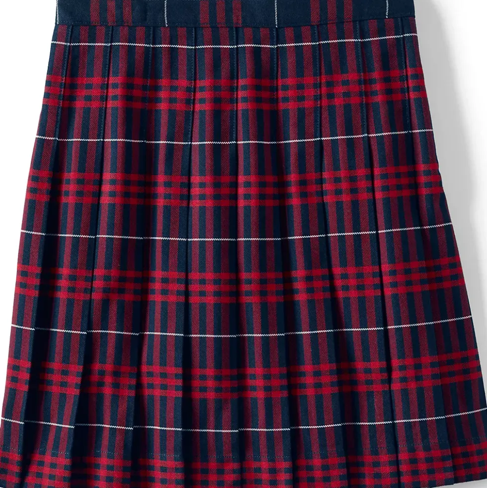 School Uniform Girls Plaid Pleated Skirt Below the Knee