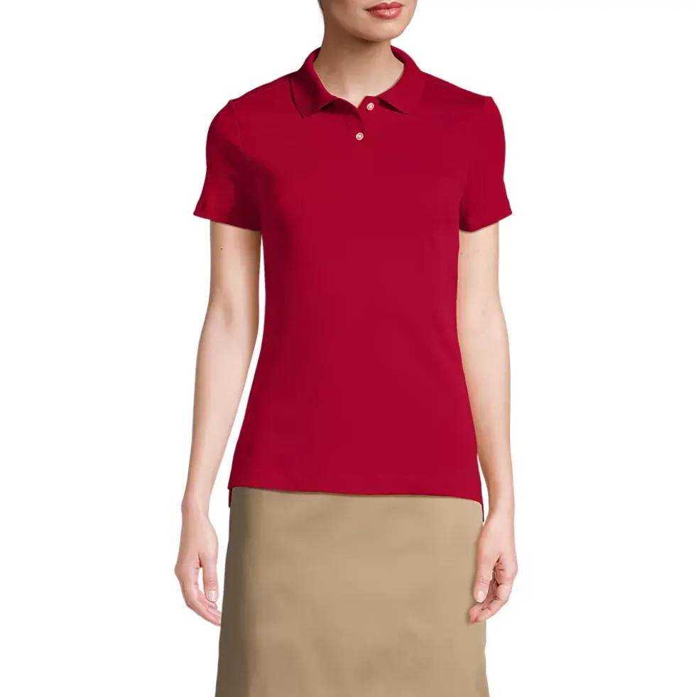 School Uniform Girls Short Sleeve Feminine Fit Interlock Polo Shirt