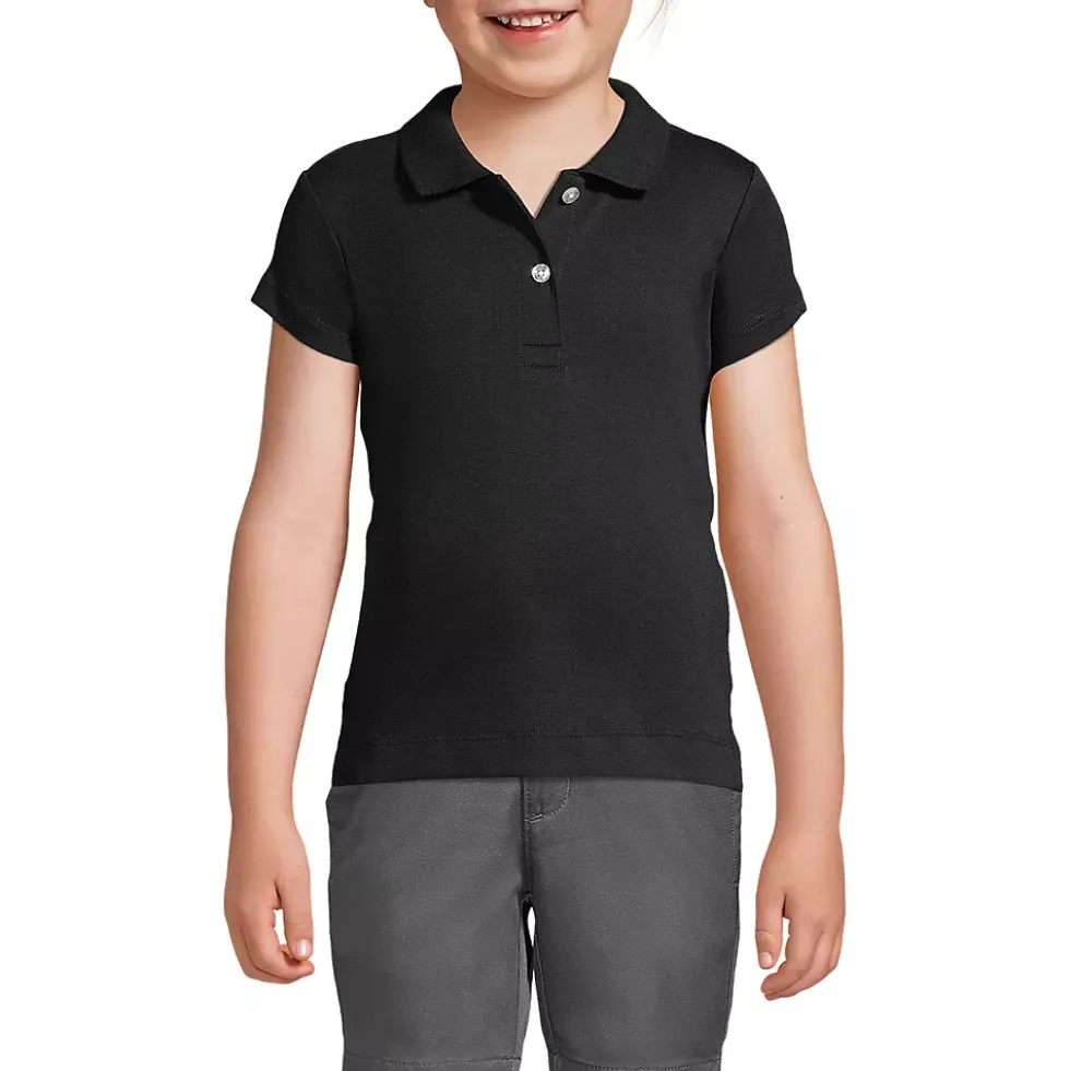School Uniform Girls Short Sleeve Feminine Fit Interlock Polo Shirt