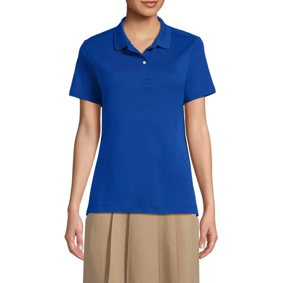 School Uniform Girls Short Sleeve Feminine Fit Interlock Polo Shirt