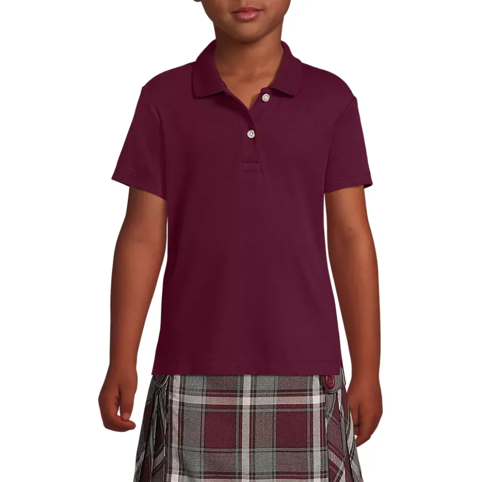 School Uniform Girls Short Sleeve Feminine Fit Interlock Polo Shirt