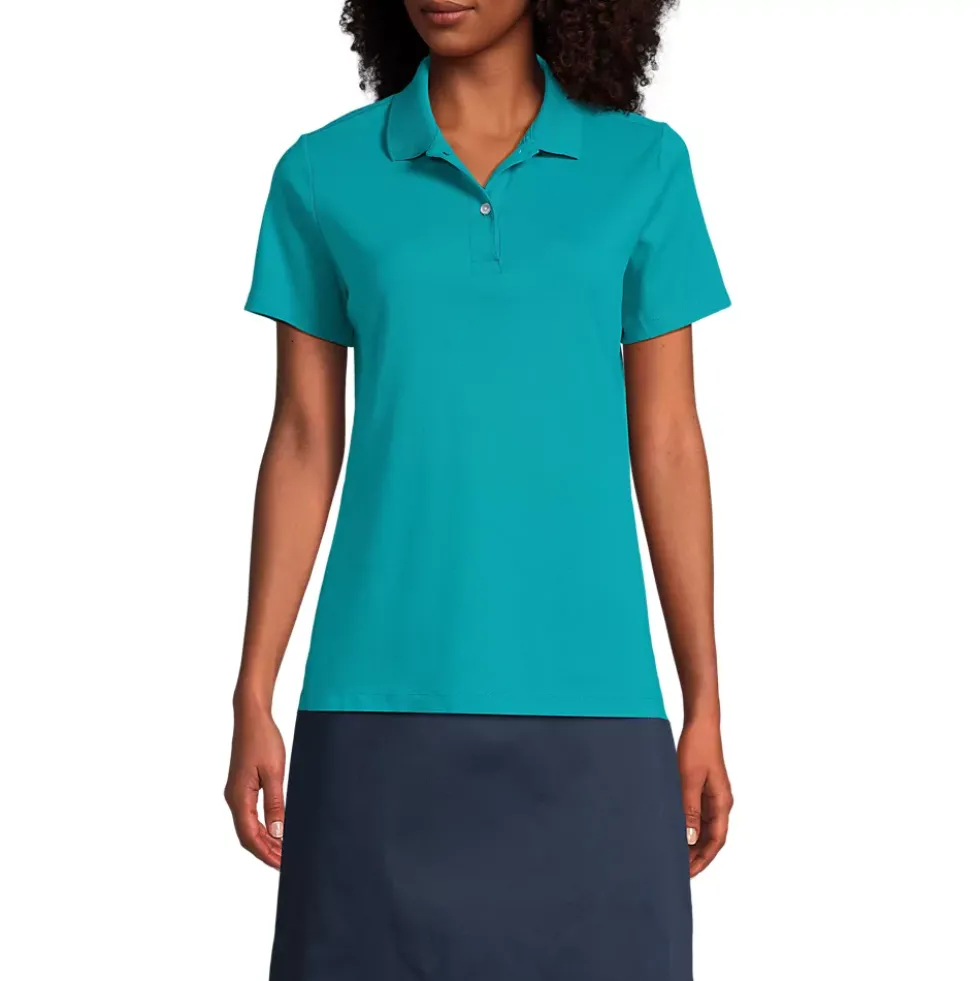 School Uniform Girls Short Sleeve Feminine Fit Interlock Polo Shirt