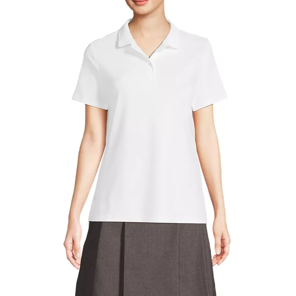 School Uniform Girls Short Sleeve Feminine Fit Interlock Polo Shirt