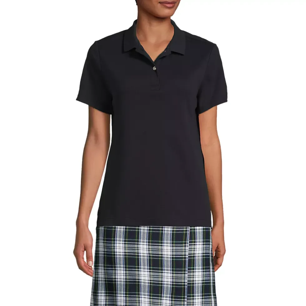 School Uniform Girls Short Sleeve Feminine Fit Interlock Polo Shirt