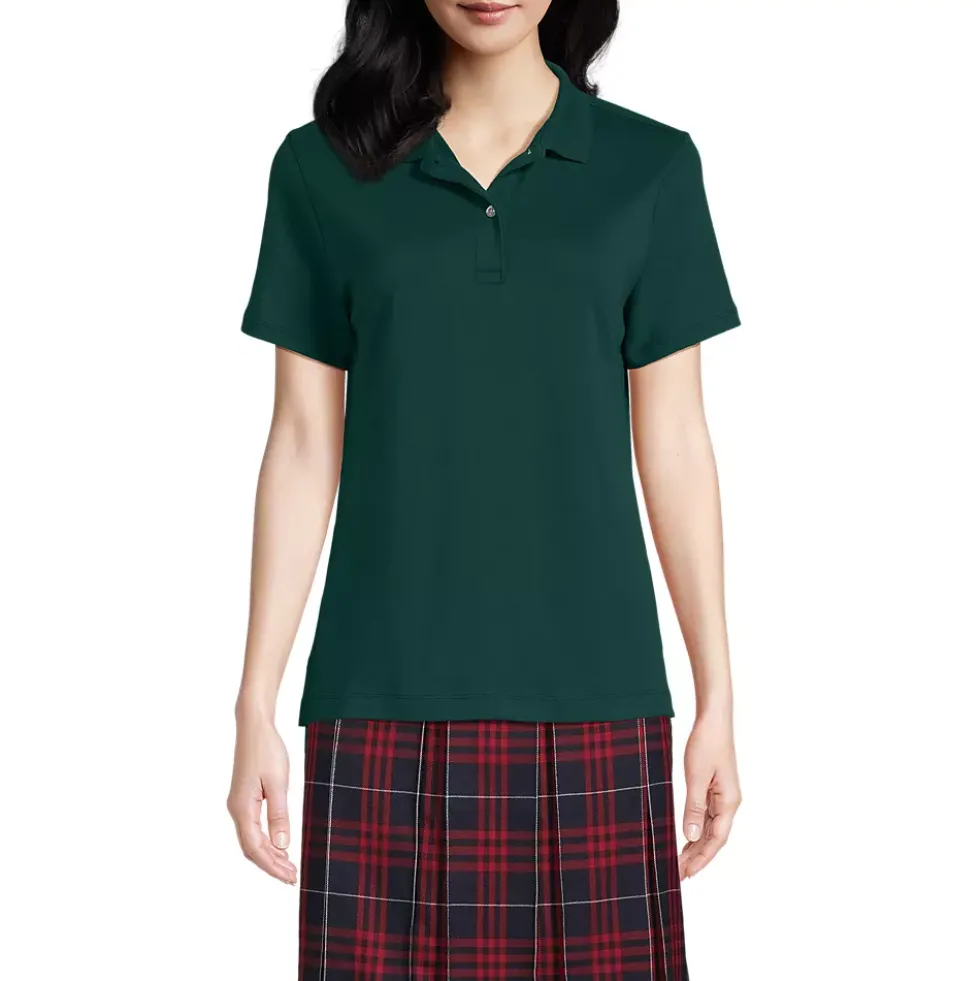 School Uniform Girls Short Sleeve Feminine Fit Interlock Polo Shirt
