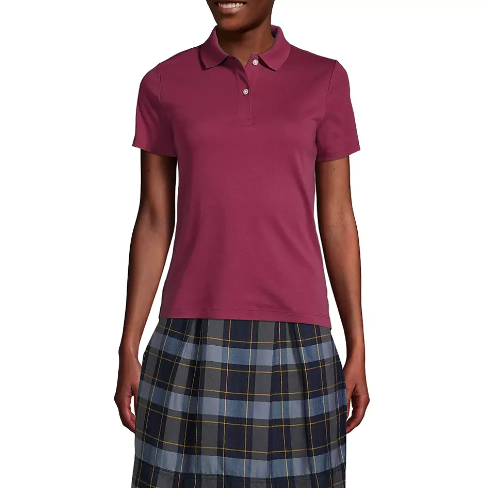 School Uniform Girls Short Sleeve Feminine Fit Interlock Polo Shirt
