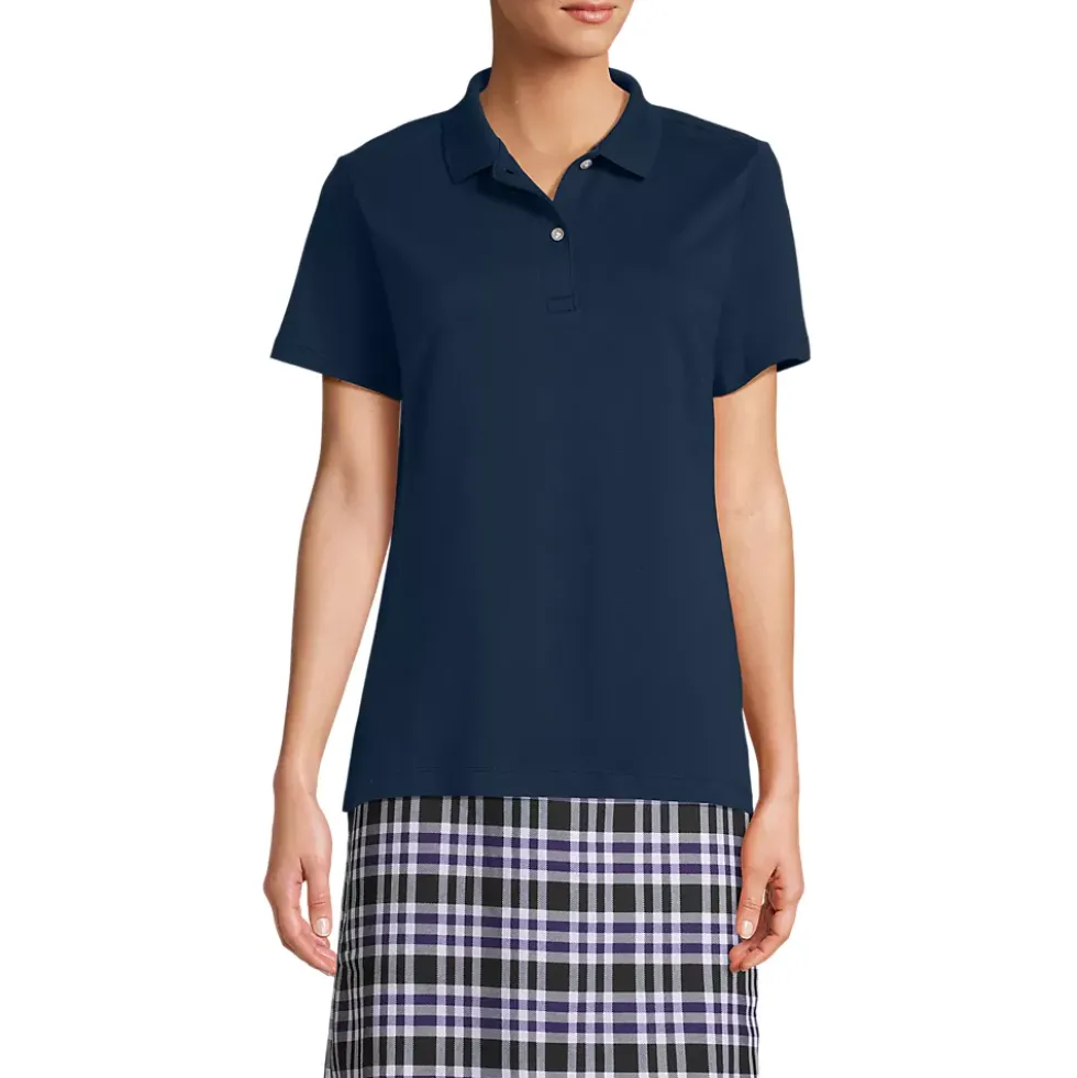 School Uniform Girls Short Sleeve Feminine Fit Interlock Polo Shirt