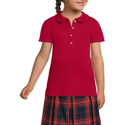 School Uniform Girls Short Sleeve Peter Pan Collar Polo Shirt