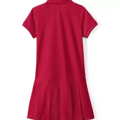 School Uniform Girls Short Sleeve Mesh Pleated Polo Dress